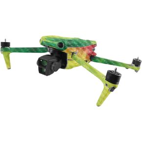 MightySkins Carbon Fiber Skin Compatible with DJI Air 3 - Rasta Rainbow | Protective, Durable Textured Carbon Fiber Finish | Easy to Apply