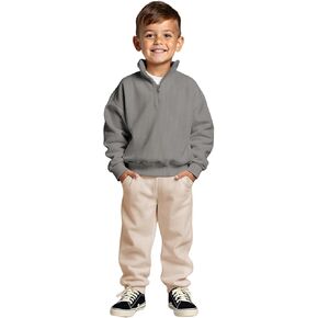 BOUTIKOME Waffle Outfits Toddler Baby Boy Half Zip Fashion Long Sleeve Shirt Kid Pants Set Fall Winter Pullover Clothes Top