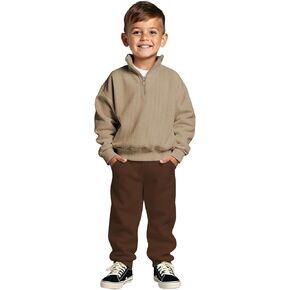 BOUTIKOME Waffle Outfits Toddler Baby Boy Half Zip Fashion Long Sleeve Shirt Kid Pants Set Fall Winter Pullover Clothes Top