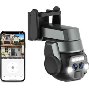 ACEMO 820Camera Security Camera Outdoor, 2K PTZ Security Cameras Wireless, Pan/Tilt 360°, 10X Optical Zoom, Color Night Vision, Dual Screen Linkage, Auto Tracking, Motion Detection Alarm