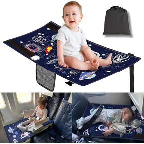 Toddler Airplane Bed - Airplane Seat Extender for Kids, Toddler Travel Bed for Airplane Travel Essentials for Kids, Baby Travel Footrest for Flying, Portable Toddler Plane Bed for 1-3 Years(Blue)