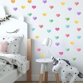 Heart Wall Stickers -Heart Rainbow Wall Decal, Colorful Heart Wall Art Decoration, Nursery Children Bedroom Love Heart Wall Decal Decoration(Love Decal)
