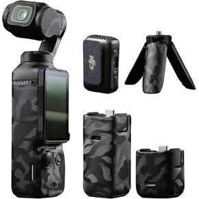 5-in-1 Protective Skin for DJI Pocket 3 Sticker Set Camouflage Black Scratch-Resistant Camera Film Decals for Osmo Pocket 3 Skin Decoration & Full Wrap Protection