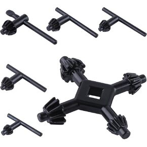 6Pcs Drill Chuck Key Wrench Set 3/4" 5/8" 1/2" 3/8" 1/4" Drill Press Chuck Key and 4 in 1 Drills Chuck Key Multifunctional Replacement Drill Clamping Wrench for Electric Drill Clamping Tool