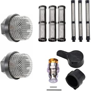 246385 246384 287032 Suction Pipe Filter Screen Spray Pump Inner Core Filter Screen Spray Gun Filter Screen&235014 Prime Spray Valve, Drain Valve for Graco 390 395 490 495 495 595 3400 Sprayers