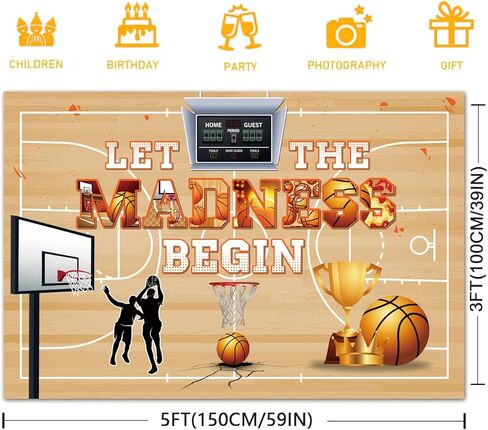 زخارف حفلات كرة السلة ، خلفية كرة السلة 5 × 3 أقدام ، لوازم خلفية التصوير الرياضي للتصوير الفوتوغرافي ، زخارف كرة السلة للحفلات ، لوازم حفلات كرة السلة الخارجية الداخلية في الخارج in Kuwait
