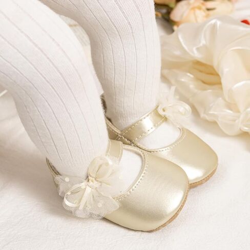Meckior Infant Baby Girls Soft Sole Bowknot Princess Wedding Dress in Saudi Arabia