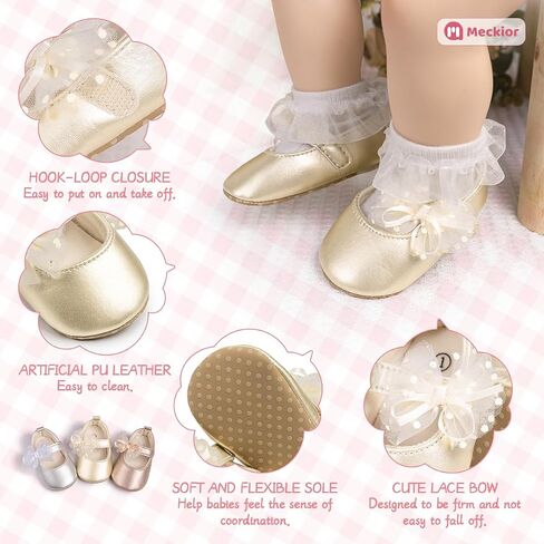Meckior Infant Baby Girls Soft Sole Bowknot Princess Wedding Dress in Saudi Arabia