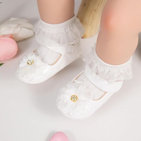 Meckior Infant Baby Girls Soft Sole Bowknot Princess Wedding Dress in Saudi Arabia