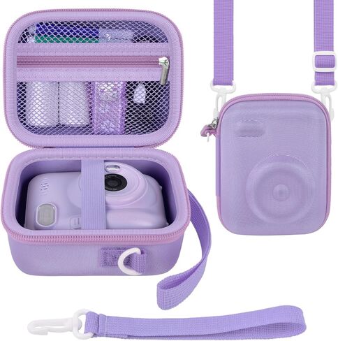 ALKOO Instant Print Camera Case Compatible with Gofunly Camera, Digital Camera Bag for Esoxoffore/for LETSHAHA/for JPVERLY/for Hangrui, Storage for Printer Paper and 32GB SD Card- Purple (Box Only) in Kuwait