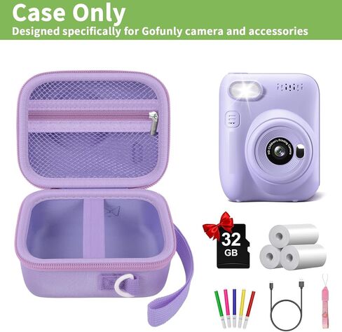ALKOO Instant Print Camera Case Compatible with Gofunly Camera, Digital Camera Bag for Esoxoffore/for LETSHAHA/for JPVERLY/for Hangrui, Storage for Printer Paper and 32GB SD Card- Purple (Box Only) in Kuwait