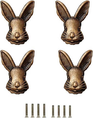4 PCS RABBIT REARER KNOBS DRARER RABBIT KNOB Animal Rabbit استبدال مقبض أرنب السحبة السحب مقبض الزنك سبيكة فتحة واحدة للأثاث المنزلي تزيين (العتيقة) in Kuwait