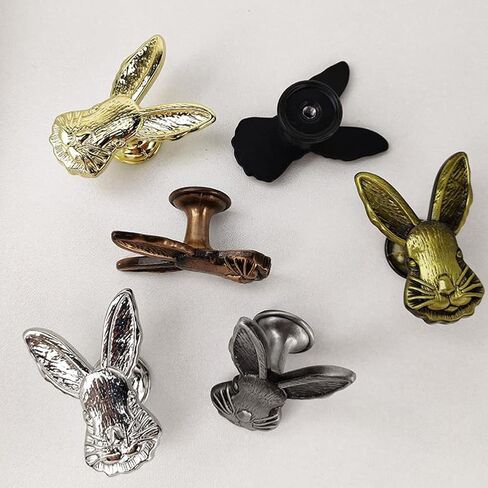 4 PCS RABBIT REARER KNOBS DRARER RABBIT KNOB Animal Rabbit استبدال مقبض أرنب السحبة السحب مقبض الزنك سبيكة فتحة واحدة للأثاث المنزلي تزيين (العتيقة) in Kuwait