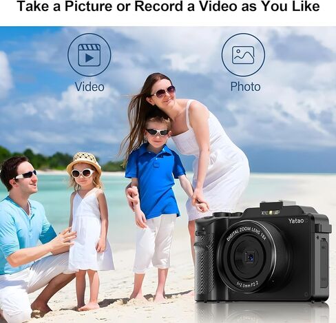 الكاميرا الرقمية للتصوير الفوتوغرافي والفيديو ، كاميرا Vlogging 44 ميجابكسل مع بطاقة SD ، كاميرا مضغوطة مع فلاش ، 18x كاميرا السفر الرقمية Zoom in Kuwait