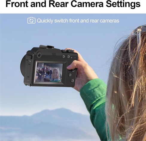 الكاميرا الرقمية للتصوير الفوتوغرافي والفيديو ، كاميرا Vlogging 44 ميجابكسل مع بطاقة SD ، كاميرا مضغوطة مع فلاش ، 18x كاميرا السفر الرقمية Zoom in Kuwait