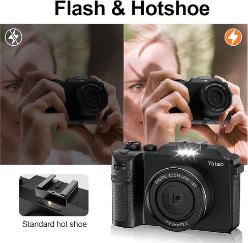 الكاميرا الرقمية للتصوير الفوتوغرافي والفيديو ، كاميرا Vlogging 44 ميجابكسل مع بطاقة SD ، كاميرا مضغوطة مع فلاش ، 18x كاميرا السفر الرقمية Zoom in Kuwait