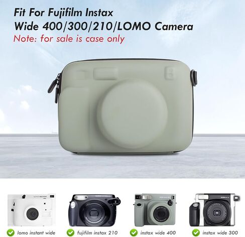 Rieibi Hard Protective Case for INSTAX WIDE 400/300/210/LOMO Camera - EVA Carrying Storage Case for Fujifilm Instax Wide 400/300/210/LOMO Camera with Shoulder Strap and Accessories Pocket-Green in Kuwait