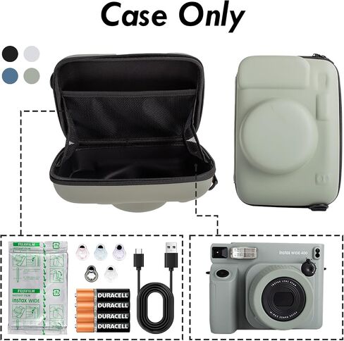 Rieibi Hard Protective Case for INSTAX WIDE 400/300/210/LOMO Camera - EVA Carrying Storage Case for Fujifilm Instax Wide 400/300/210/LOMO Camera with Shoulder Strap and Accessories Pocket-Green in Kuwait