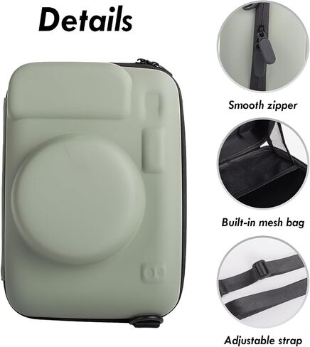 Rieibi Hard Protective Case for INSTAX WIDE 400/300/210/LOMO Camera - EVA Carrying Storage Case for Fujifilm Instax Wide 400/300/210/LOMO Camera with Shoulder Strap and Accessories Pocket-Green in Kuwait