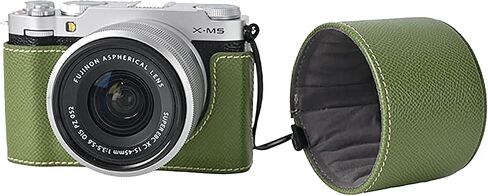 Protective Camera Case Kit for Fujifilm XM5 Mirrorless Camera,For Fuji XM5 Half Case Fuji X-M5 Camera Cover With Front Lens Cap With Shoulder Strap-GREEN in Saudi Arabia
