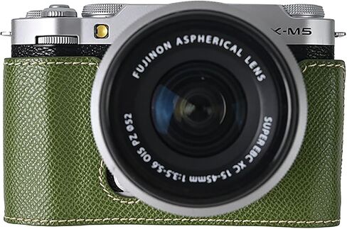 Protective Camera Case Kit for Fujifilm XM5 Mirrorless Camera,For Fuji XM5 Half Case Fuji X-M5 Camera Cover With Front Lens Cap With Shoulder Strap-GREEN in Saudi Arabia