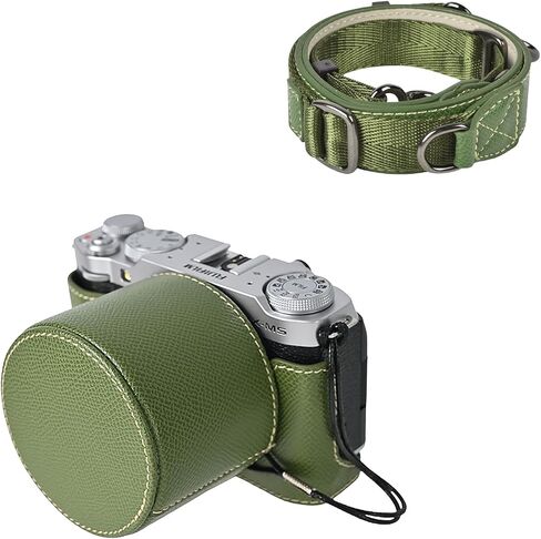 Protective Camera Case Kit for Fujifilm XM5 Mirrorless Camera,For Fuji XM5 Half Case Fuji X-M5 Camera Cover With Front Lens Cap With Shoulder Strap-GREEN in Saudi Arabia