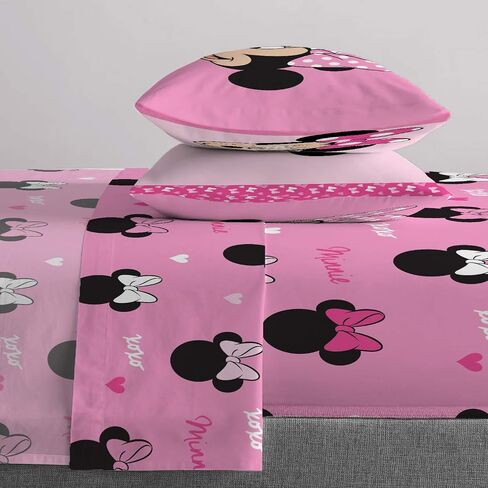 Jay Franco Disney Minnie Mouse Hearts N Love 5 Piece Full Size Bed Set - Includes Reversible Comforter & Sheet Set - Super Soft Fade Resistant Microfiber - (Official Disney Product) in Kuwait