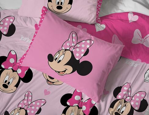 Jay Franco Disney Minnie Mouse Hearts N Love 5 Piece Full Size Bed Set - Includes Reversible Comforter & Sheet Set - Super Soft Fade Resistant Microfiber - (Official Disney Product) in Kuwait