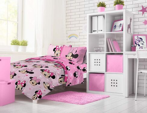 Jay Franco Disney Minnie Mouse Hearts N Love 5 Piece Full Size Bed Set - Includes Reversible Comforter & Sheet Set - Super Soft Fade Resistant Microfiber - (Official Disney Product) in Kuwait