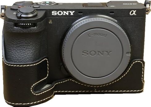 A6700 Case, BMAOLLONGB Handmade PU Leather Half Camera Case Bag Cover Bottom Opening Version for Sony Alpha A6700 with Hand Strap (Black-B) in Saudi Arabia