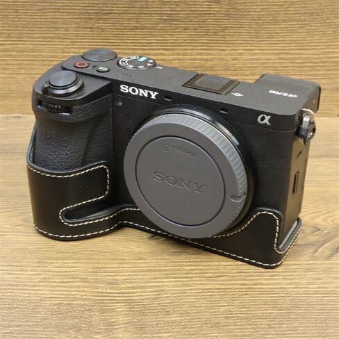 A6700 Case, BMAOLLONGB Handmade PU Leather Half Camera Case Bag Cover Bottom Opening Version for Sony Alpha A6700 with Hand Strap (Black-B) in Saudi Arabia