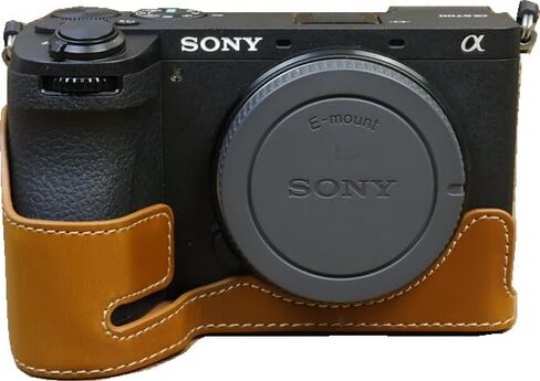 A6700 Case, BMAOLLONGB Handmade PU Leather Half Camera Case Bag Cover Bottom Opening Version for Sony Alpha A6700 with Hand Strap (Black-B) in Saudi Arabia