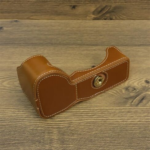 A6700 Case, BMAOLLONGB Handmade PU Leather Half Camera Case Bag Cover Bottom Opening Version for Sony Alpha A6700 with Hand Strap (Black-B) in Saudi Arabia