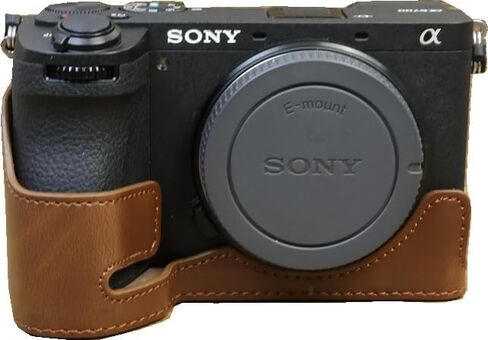 A6700 Case, BMAOLLONGB Handmade PU Leather Half Camera Case Bag Cover Bottom Opening Version for Sony Alpha A6700 with Hand Strap (Black-B) in Saudi Arabia