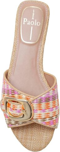 Linea Paolo - LEIGHTON - Womens Raffia And Canvas Sandals With Golden Buckle in Saudi Arabia