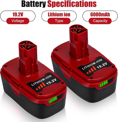 Munikind 2Pack 19.2V 6.0Ah Replacement Battery and Charger for Craftsman 19.2V Battery C3 130279005 1323903 130211004 11045 315.115410 315.11485 Cmapatible with Craftsman 19.2 Drill Driver Wrench in Kuwait