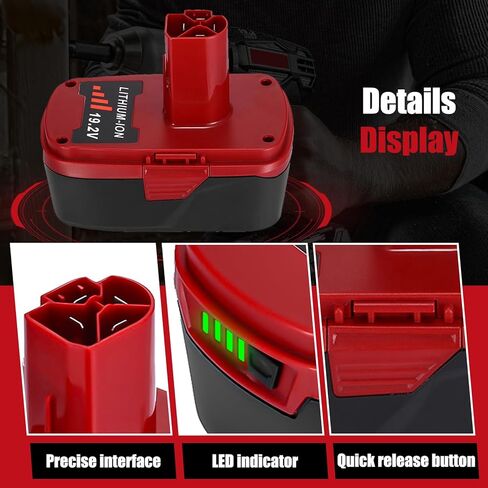 Munikind 2Pack 19.2V 6.0Ah Replacement Battery and Charger for Craftsman 19.2V Battery C3 130279005 1323903 130211004 11045 315.115410 315.11485 Cmapatible with Craftsman 19.2 Drill Driver Wrench in Kuwait