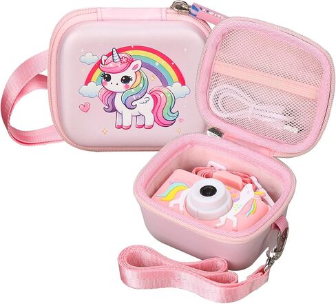 Kids Camera Case for Goopow/Seckton/Masterbee/CIMELR/Desuccus/OUTUVAS/Dylanto/GKTZ/DITUPAN Children Digital Video Camera Toys Camcorder Storage Holder Carrying, Pink Unicorn(Case Only) (Pink Unicorn) in Kuwait
