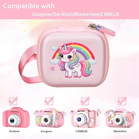 Kids Camera Case for Goopow/Seckton/Masterbee/CIMELR/Desuccus/OUTUVAS/Dylanto/GKTZ/DITUPAN Children Digital Video Camera Toys Camcorder Storage Holder Carrying, Pink Unicorn(Case Only) (Pink Unicorn) in Kuwait