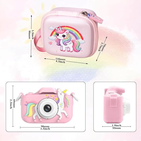 Kids Camera Case for Goopow/Seckton/Masterbee/CIMELR/Desuccus/OUTUVAS/Dylanto/GKTZ/DITUPAN Children Digital Video Camera Toys Camcorder Storage Holder Carrying, Pink Unicorn(Case Only) (Pink Unicorn) in Kuwait