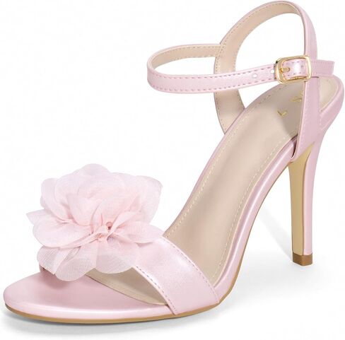 Perphy Flower Heels Open Toe Ankle Strap Stiletto Heel Sandals for Women in Kuwait