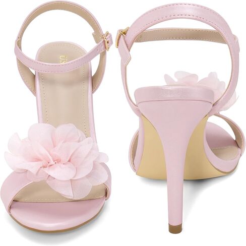 Perphy Flower Heels Open Toe Ankle Strap Stiletto Heel Sandals for Women in Kuwait