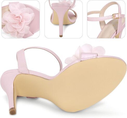 Perphy Flower Heels Open Toe Ankle Strap Stiletto Heel Sandals for Women in Kuwait
