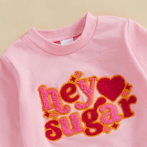 Fiomva Toddler Baby Bird Valentines Day Woatfit Sweatshirt Top+Flare Pants Bell Bords ملابس ملابس in Kuwait