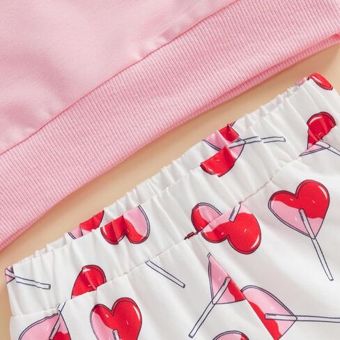 Fiomva Toddler Baby Bird Valentines Day Woatfit Sweatshirt Top+Flare Pants Bell Bords ملابس ملابس in Kuwait