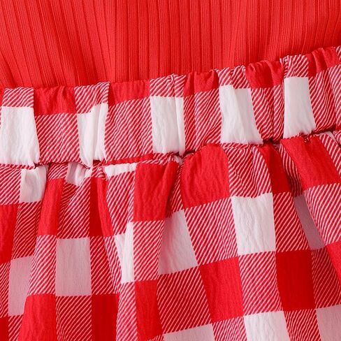 Baby Girl Summer Clothes Short Sleeve Ruffled Romper Dress Bear Print Plaid Bodysuit Headband Cute Summer Outfit in Kuwait