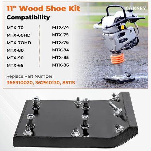 طقم الأحذية الخشبي 11 "، يناسب Multiquip Mikasa Mtx70 Mtx80 Mtx90 قفزة صفيحة رامر القفز ، استبدل 362910130 366910020 8511s in Kuwait