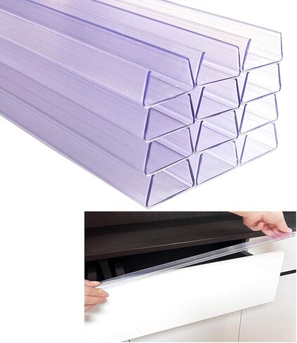 12 PCS خزانة الباب واقي حافة الحافة - FITS 3/4 "حافة سميكة الانزلاق على واقي باب الخزانة ، 16.5" حماة خزانة الطول لخزائن المطبخ لمنع التآكل ، التقطي in Saudi Arabia