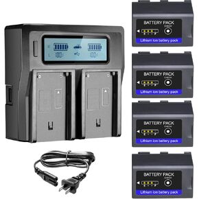 BM Premium 4 Pack BP-A30 Batteries and Dual Bay Battery Charger for Canon EOS C70, EOS C200, C200B, C220B, EOS C300 Mark II, C300 Mark III, EOS C500 Mark II, XF605, XF705 Cameras