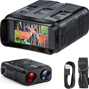 Night Vision Goggles - 1080P Night Vision Binoculars for Adults, 5X Digital Zoom and 3'' HD Screen Binoculars can Save Photo and Video, with Rechargeable 3000mAh Battery, Black
